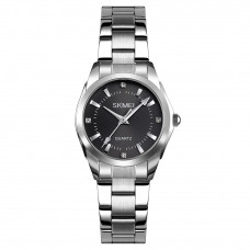 Жіночий класичний годинник Skmei 1620SIBK Silver-Black зі сріблястим металевим браслетом