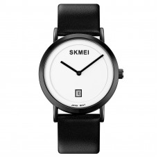 Жіночий класичний годинник Skmei 1907BKWT Black-White з мінеральним склом та шкіряним ремінцем