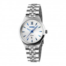 Жіночий годинник Skmei 9071BU-S Blue Lady зі сріблястим браслетом та мінеральним склом