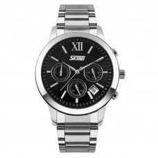 Чоловічий класичний годинник Skmei 9097BK Black з хронографом та металевим браслетом Чоловічий класичний годинник Skmei 9097BK Black з хронографом та металевим браслетом