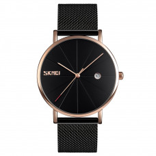 Чоловічий класичний годинник Skmei 9183RGBK Black-Rose Gold з металевим браслетом та календарем Чоловічий класичний годинник Skmei 9183RGBK Black-Rose Gold з металевим браслетом та календарем