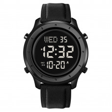 Чоловічий годинник Skmei 1864LBKBK Black-Black Leather з електронним циферблатом та мінеральним склом Чоловічий годинник Skmei 1864LBKBK Black-Black Leather з електронним циферблатом та мінеральним склом