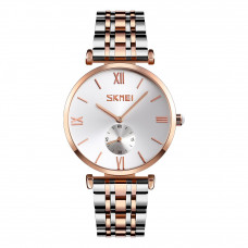 Жіночий класичний годинник Skmei 9198TRGSI-B Rose Gold-Silver зі сріблястим циферблатом