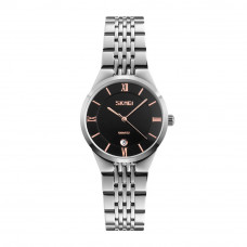 Жіночий годинник Skmei 9139BKGD-S Black-Gold S класичний зі сріблястим браслетом