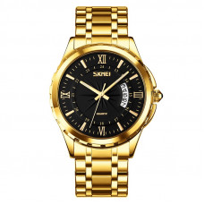 Чоловічий годинник Skmei 9069GDBK Gold-Black з металевим браслетом та мінеральним склом
