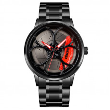 Чоловічий класичний годинник Skmei 1990B Black-Red з металевим браслетом та мінеральним склом Чоловічий класичний годинник Skmei 1990B Black-Red з металевим браслетом та мінеральним склом