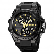 Чоловічий спортивний годинник Skmei 2031BKGD Black-Gold з комбінованим циферблатом та підсвічуванням Чоловічий спортивний годинник Skmei 2031BKGD Black-Gold з комбінованим циферблатом та підсвічуванням