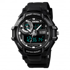 Чоловічий спортивний годинник Skmei 1357BK Black з комбінованим циферблатом та водозахистом 5 ATM Чоловічий спортивний годинник Skmei 1357BK Black з комбінованим циферблатом та водозахистом 5 ATM