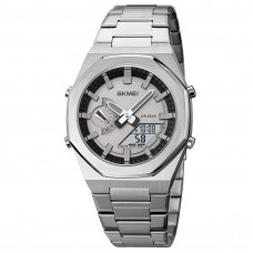 Чоловічий годинник Skmei 1816SIWT Silver-White з комбінованим циферблатом та сталевим браслетом Чоловічий годинник Skmei 1816SIWT Silver-White з комбінованим циферблатом та сталевим браслетом