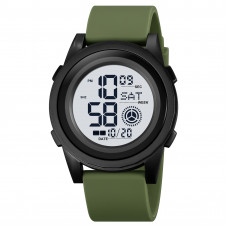 Чоловічий тактичний годинник Skmei 2082AGWT Army Green White з електронним циферблатом та підсвічуванням