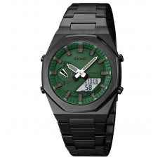 Чоловічий годинник Skmei 1816BKGNWT Black-Green-White з комбінованим циферблатом та металевим браслетом Чоловічий годинник Skmei 1816BKGNWT Black-Green-White з комбінованим циферблатом та металевим браслетом