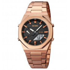 Чоловічий годинник Skmei 1816RGWT Rose Gold-White зі стрілково-електронним циферблатом та підсвічуванням Чоловічий годинник Skmei 1816RGWT Rose Gold-White зі стрілково-електронним циферблатом та підсвічуванням