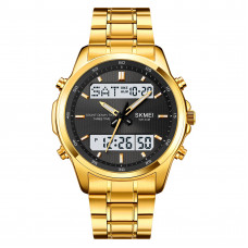 Чоловічий годинник Skmei 2049GDWT Gold-White зі стрілково-електронним циферблатом та підсвічуванням Чоловічий годинник Skmei 2049GDWT Gold-White зі стрілково-електронним циферблатом та підсвічуванням