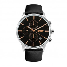 Чоловічий годинник Skmei 9103BKBK Black-Black з хронографом та шкіряним ремінцем