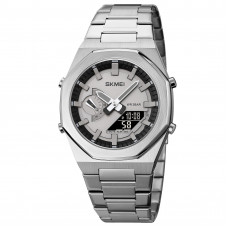 Чоловічий годинник Skmei 1816SIBK Silver-Black зі стрілково-електронним циферблатом та підсвічуванням Чоловічий годинник Skmei 1816SIBK Silver-Black зі стрілково-електронним циферблатом та підсвічуванням