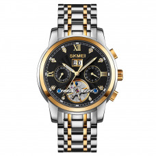 Жіночий механічний годинник Skmei M029TGDBK Gold-Silver-Black з автопідзаводом та календарем