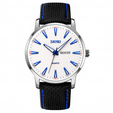 Чоловічий годинник Skmei 9303SIBU Silver-Blue з нейлоновим ремінцем та календарем