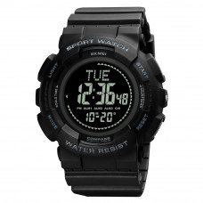 Чоловічий спортивний годинник Skmei 2077BK Black + Compass з електронним циферблатом та підсвічуванням Чоловічий спортивний годинник Skmei 2077BK Black + Compass з електронним циферблатом та підсвічуванням