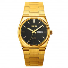 Чоловічий годинник Skmei 9288GDBK Gold-Black з металевим браслетом та календарем