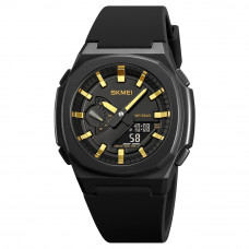 Чоловічий годинник Skmei 2091BKGDBK Black-Gold-Black зі стрілково-електронним циферблатом та підсвічуванням Чоловічий годинник Skmei 2091BKGDBK Black-Gold-Black зі стрілково-електронним циферблатом та підсвічуванням