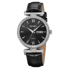 Жіночий годинник Skmei 2090SIBK Silver-Black з календарем та шкіряним ремінцем Жіночий годинник Skmei 2090SIBK Silver-Black з календарем та шкіряним ремінцем