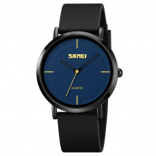Кварцовий годинник Skmei 2050BKBU Black-Blue з мінеральним склом та каучуковим ремінцем