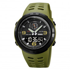 Чоловічий спортивний годинник Skmei 1655AGBK Army Green-Black з комбінованим циферблатом та підсвічуванням Чоловічий спортивний годинник Skmei 1655AGBK Army Green-Black з комбінованим циферблатом та підсвічуванням