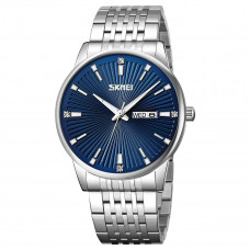 Чоловічий класичний годинник Skmei 9323SIBU Silver-Blue зі сріблястим браслетом та синім циферблатом Чоловічий класичний годинник Skmei 9323SIBU Silver-Blue зі сріблястим браслетом та синім циферблатом