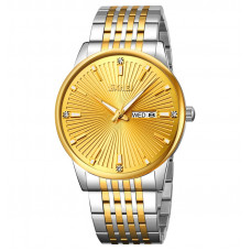 Чоловічий класичний годинник Skmei 9323TGDGD Silver/Gold-Gold з металевим браслетом та календарем Чоловічий класичний годинник Skmei 9323TGDGD Silver/Gold-Gold з металевим браслетом та календарем