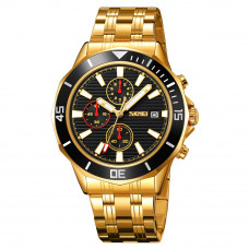 Чоловічий годинник Skmei 9335GDBK Gold-Black з хронографом та календарем Чоловічий годинник Skmei 9335GDBK Gold-Black з хронографом та календарем