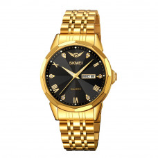 Чоловічий годинник Skmei 2291GDBK Gold-Black з металевим браслетом та мінеральним склом Чоловічий годинник Skmei 2291GDBK Gold-Black з металевим браслетом та мінеральним склом