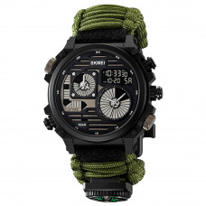 Чоловічий тактичний годинник Skmei 2202NAG Army Green з компасом та паракордовим ремінцем
