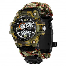 Чоловічий тактичний годинник Skmei 1283NCMAG Camo Green з компасом та паракордовим ремінцем