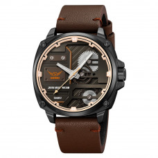 Чоловічий класичний годинник Skmei 2289BKBN Black-Brown з мінеральним склом та шкіряним ремінцем Чоловічий класичний годинник Skmei 2289BKBN Black-Brown з мінеральним склом та шкіряним ремінцем