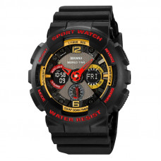 Чоловічий спортивний годинник Skmei 2118BKRD Black-Red з комбінованим циферблатом та підсвічуванням Чоловічий спортивний годинник Skmei 2118BKRD Black-Red з комбінованим циферблатом та підсвічуванням