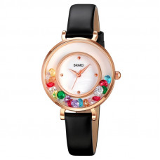 Жіночий класичний годинник Skmei 2041RG Rose Gold з мінеральним склом та шкіряним ремінцем