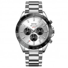 Чоловічий годинник Skmei 9259SISI Silver-Silver з хронографом та календарем, сталевий браслет