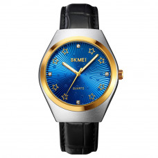 Чоловічий годинник Skmei 2058BU Blue STOPPED зі шкіряним ремінцем та синім циферблатом Чоловічий годинник Skmei 2058BU Blue STOPPED зі шкіряним ремінцем та синім циферблатом