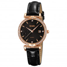 Жіночий годинник Skmei 2169RGBK Rose Gold-Black з шкіряним ремінцем та мінеральним склом Жіночий годинник Skmei 2169RGBK Rose Gold-Black з шкіряним ремінцем та мінеральним склом