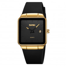 Жіночий класичний годинник Skmei 2173GDBK Gold-Black з мінеральним склом та шкіряним ремінцем