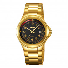 Чоловічий годинник Skmei 9320GDBK Gold-Black класичний золотистий з чорним циферблатом