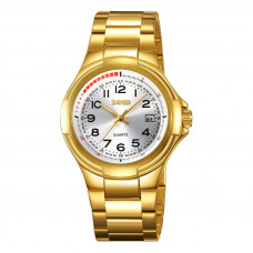 Чоловічий годинник Skmei 9320GDSI Gold-Silver з люмінесцентним підсвічуванням та металевим браслетом