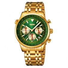 Чоловічий годинник Skmei 9333GDGN Gold-Green з хронографом та металевим браслетом Чоловічий годинник Skmei 9333GDGN Gold-Green з хронографом та металевим браслетом