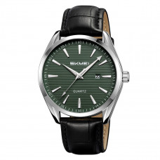Чоловічий класичний годинник Skmei 2490SIGN Silver-Green зі шкіряним ремінцем та мінеральним склом Чоловічий класичний годинник Skmei 2490SIGN Silver-Green зі шкіряним ремінцем та мінеральним склом