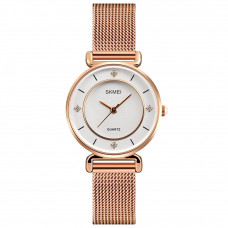 Жіночий наручний годинник Skmei 1330SRG Rose Gold з металевим браслетом та мінеральним склом