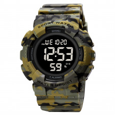 Чоловічий тактичний годинник Skmei 2081CMAGBK Camo Green-Black з електронним циферблатом та підсвіткою