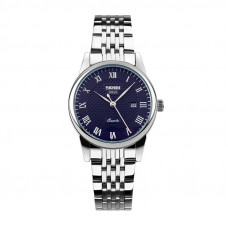 Жіночий класичний годинник Skmei 9058SBU-S Silver-Blue з металевим браслетом та синім циферблатом