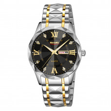 Чоловічий класичний годинник Skmei 9369TGDBK Gold-Black зі сріблястим браслетом та мінеральним склом Чоловічий класичний годинник Skmei 9369TGDBK Gold-Black зі сріблястим браслетом та мінеральним склом