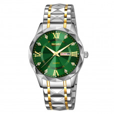 Чоловічий класичний годинник Skmei 9369TGDGN Gold-Green з календарем та металевим браслетом Чоловічий класичний годинник Skmei 9369TGDGN Gold-Green з календарем та металевим браслетом