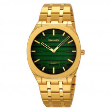 Чоловічий класичний годинник Skmei 9372GDGN Gold-Green з металевим браслетом та мінеральним склом Чоловічий класичний годинник Skmei 9372GDGN Gold-Green з металевим браслетом та мінеральним склом